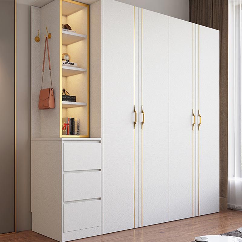 Contemporary Style Wood Wardrobe White Colour Soft Close Drawer Wardrobe Closet