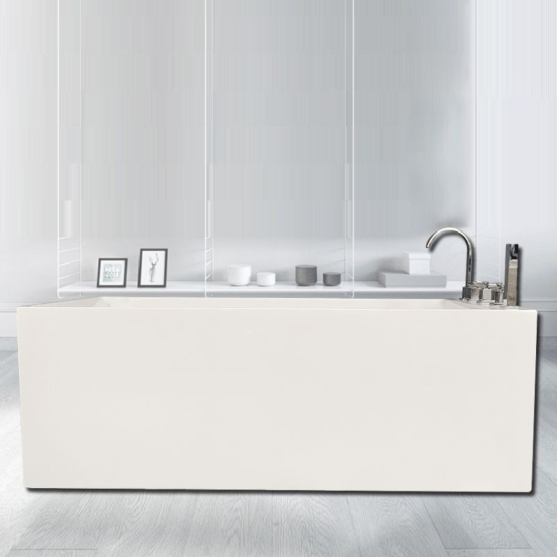 Modern Style Acrylic Rectangular Tub White Bath Tub with Internal Drain