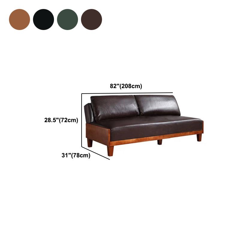 28.3"H Faux Leather Armless Convertible Sofa for Living Room