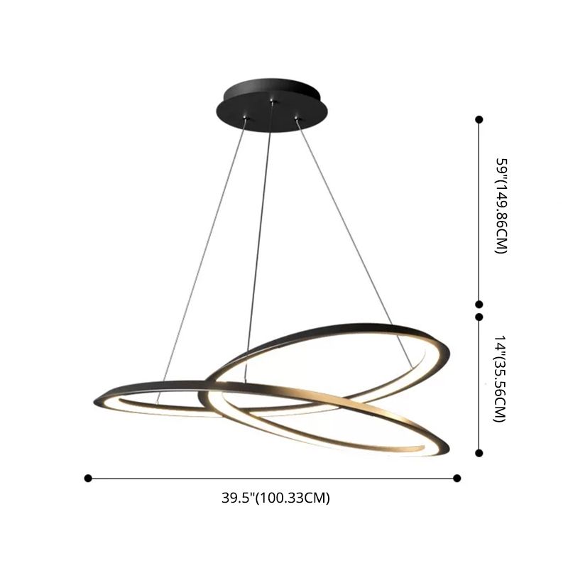 Contemporary Seamless Curves Chandelier Pendant Light Metallic Suspension Pendant Light for Living Room