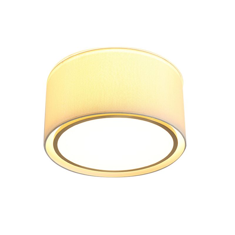 2-Shade Drum Fabric Ceiling Flush Modern 4 Lights White Flush Mount Lighting Fixture for Bedroom