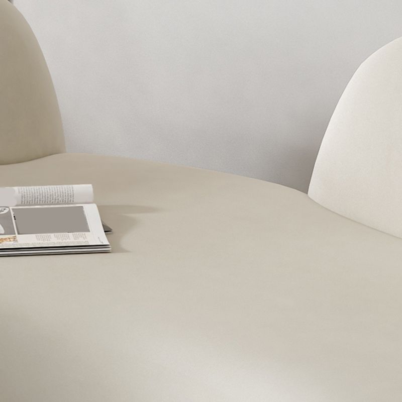 Contemporary White Microfiber 29.52" H Curved Tuxedo Arm Sofa