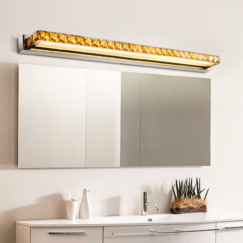 Rectangular Vanity Wall Light Fixtures Modern Luxury Style Crystal Single Vanity Lights