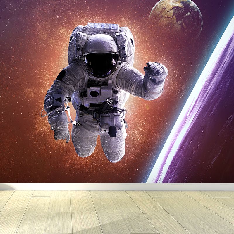 Non-Woven Decorative Wall Mural Sci-Fi Astronaut and Milky Way View Wall Covering
