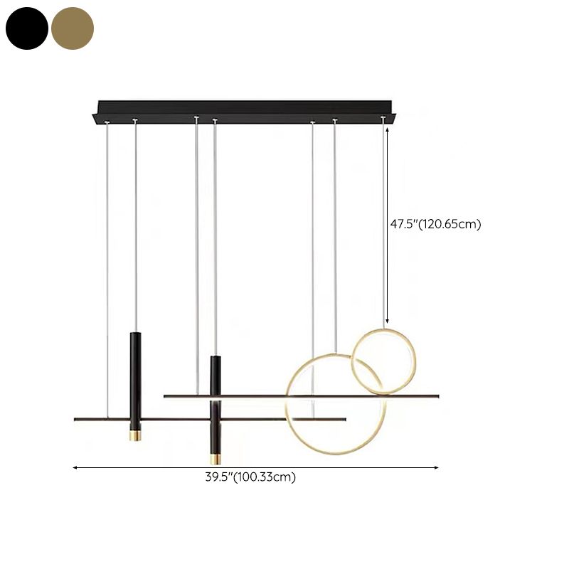 6-Light Contemporary Black/Golden Island Lighting LED Ceiling Light for Kitchen