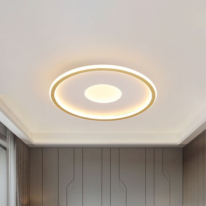 Disk-Shaped Ultrathin Ceiling Lighting Minimalist Acrylic Black/Gold LED Flush Mount for Bedroom, 12"/19.5"/23.5" Dia