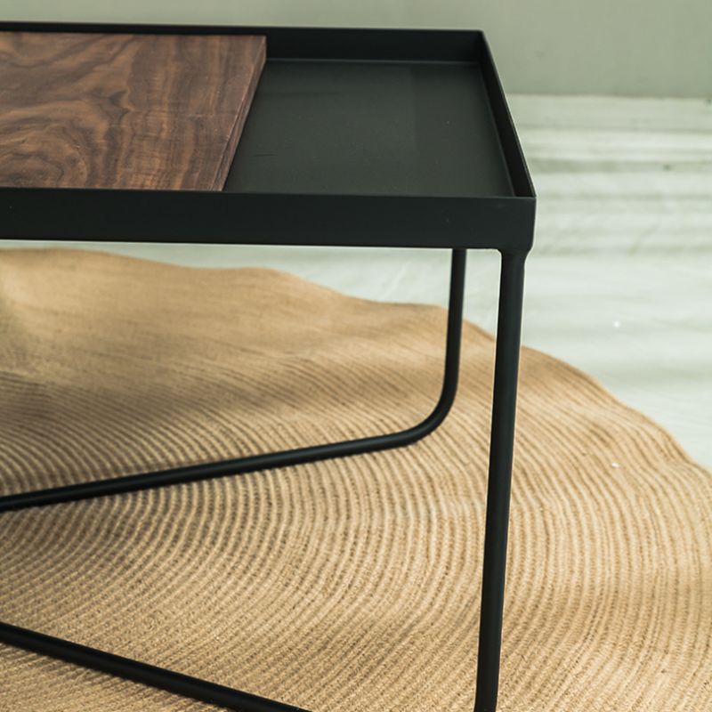 Mid-Century Modern Cross Legs Metal Square/Rectangular Single Coffee Table