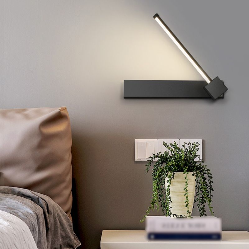 Modern Metal Wall Light Straight Rotatable 12" Wide Wall Sconce for Bedroom