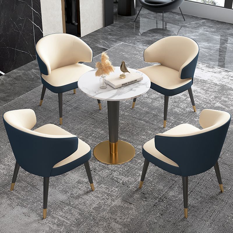 1/5 Pcs Metal Scandinavian Dining Room Set with Round Table Dinette Set