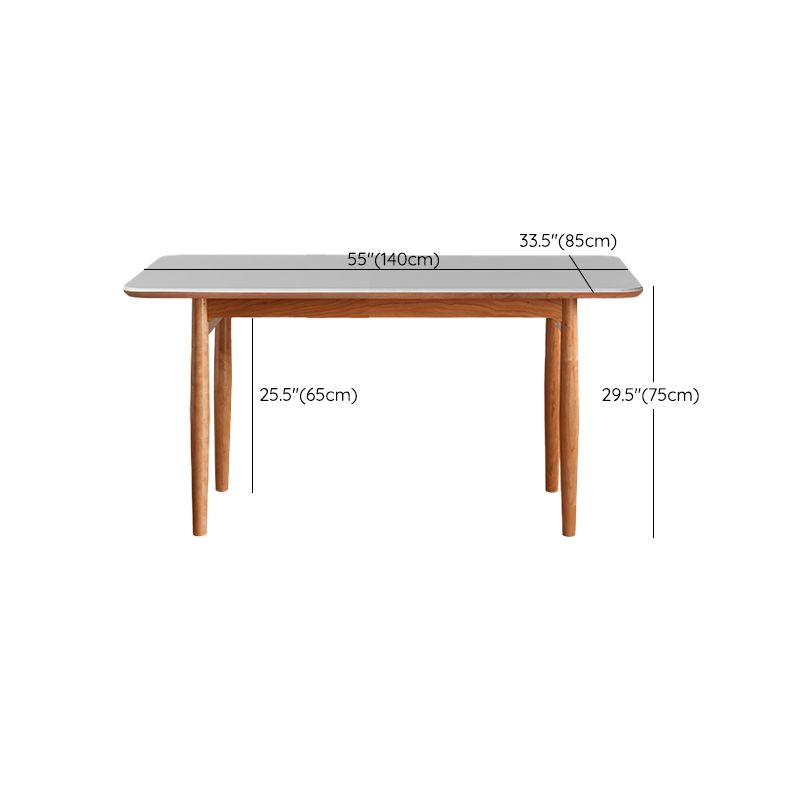 Simplicity Style Rectangle Stone Fixed Dinner Table with 4-foot