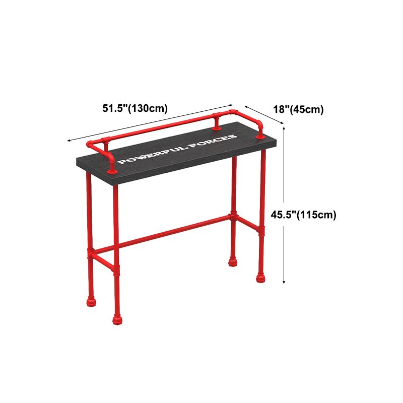 Industrial Wood Bar Table with Rectangle Table Top Red Trestle Table - 45.28" H
