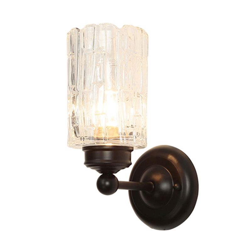 Nordic Style Wall Light Cylinder Shape Wall Lamp with Glass Shade for Bedroom