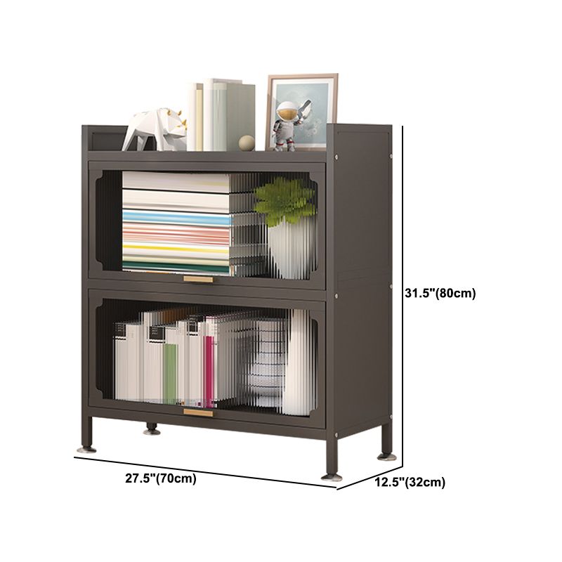 Modern Metal  Bookshelf Standard Closed Back Bookcase with Doors