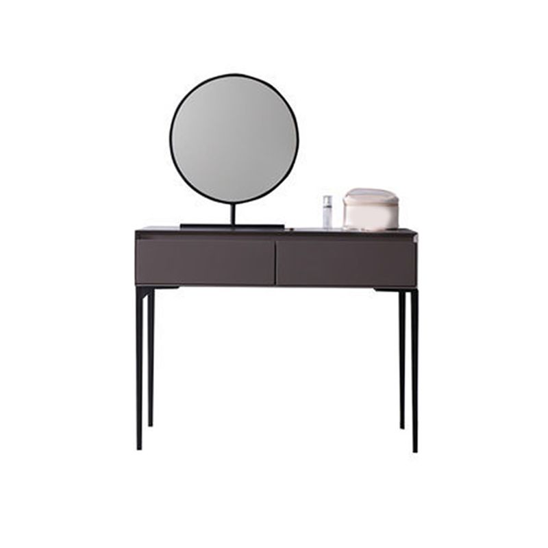 Modern Gray Vanity Mirrored Wood Makeup Dressing Table Stool Set