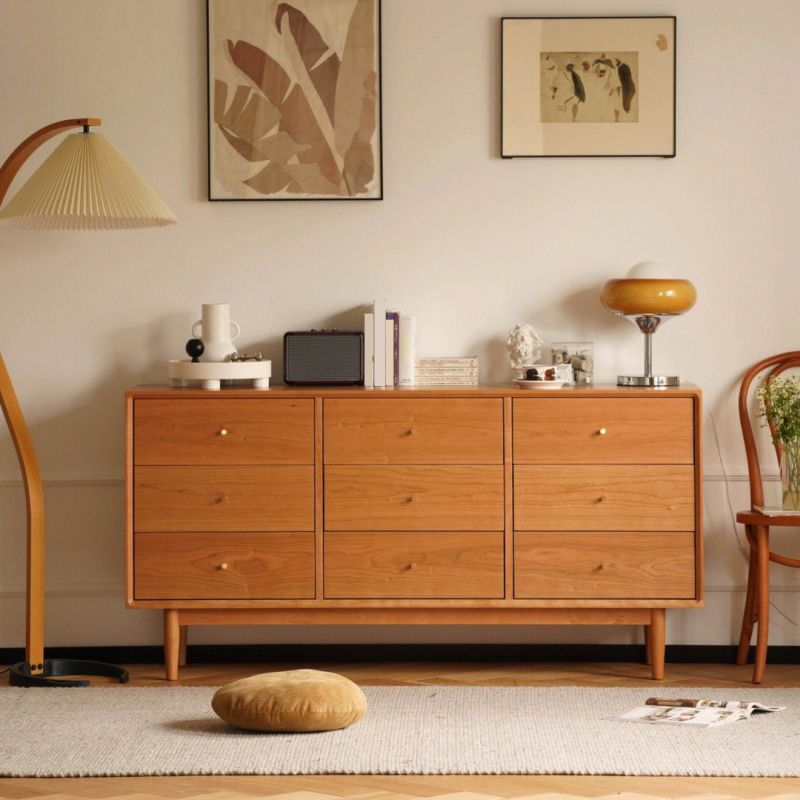 Modern Storage Chest Dresser Solid Wood Dresser with 6/9 Drawers