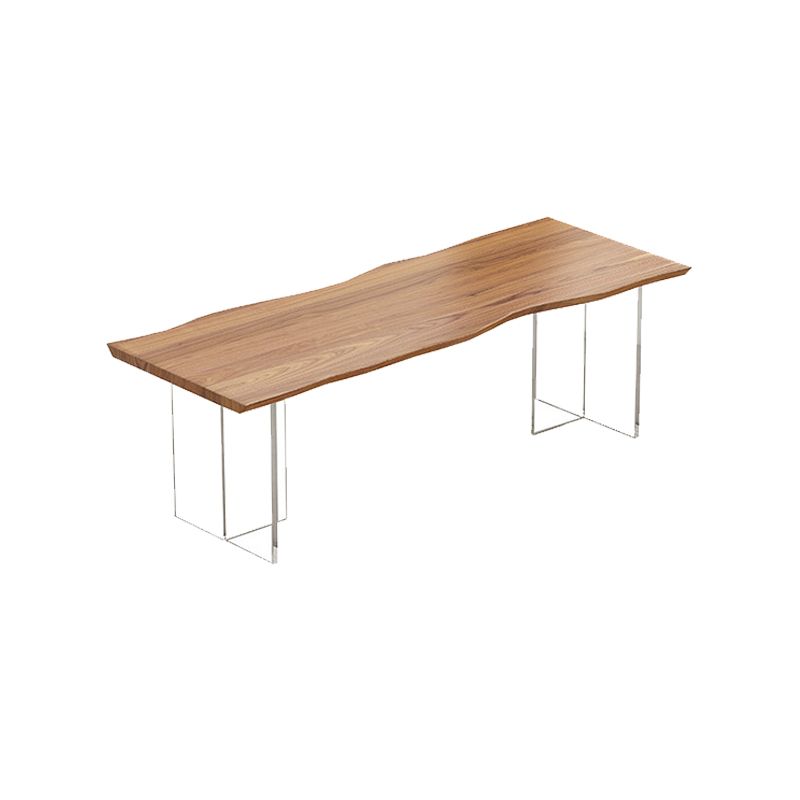 Industrial Wood Dining Table with Double Pedestal Base Table for Dining Room