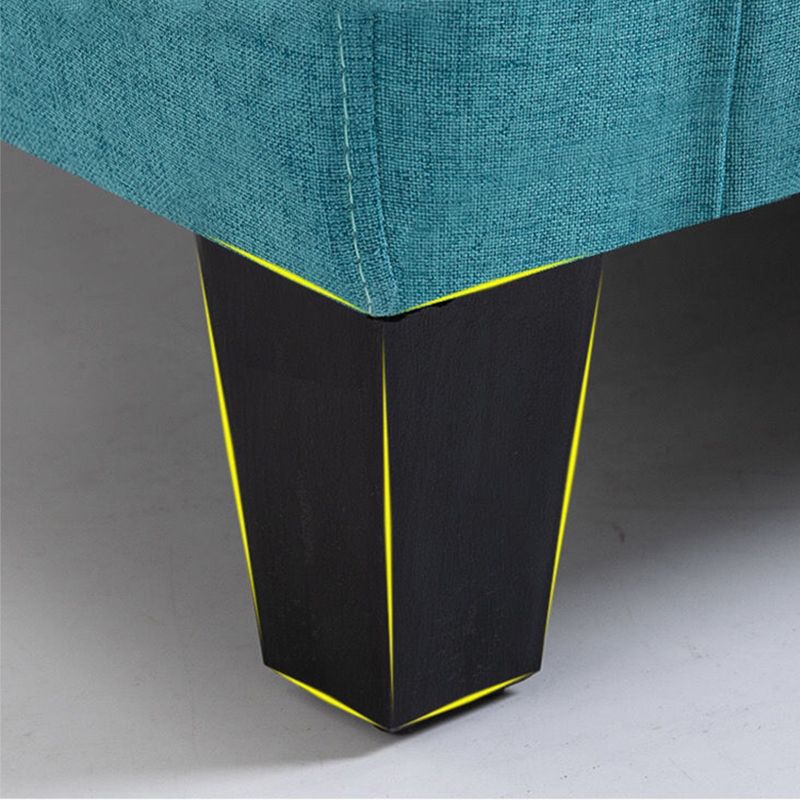 Linen and Faux Leather Sloped Arms Basic Four Leg Accent Chair Set