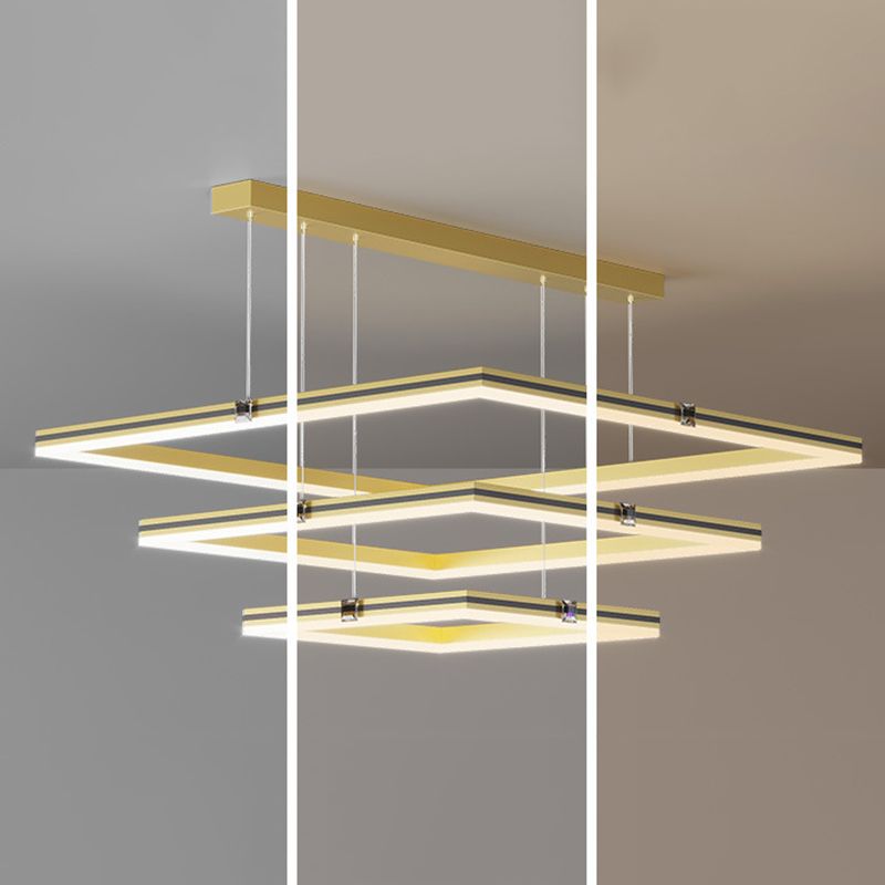 Modern 3-Tiered Chandelier Light Fixtures Metal LED Hanging Lamp for Living Room