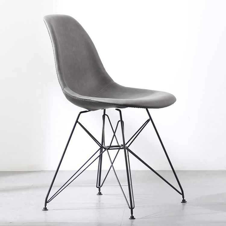 Design industriale in pelle sedia da sala da pranzo senza braccio sedia da pranzo solido