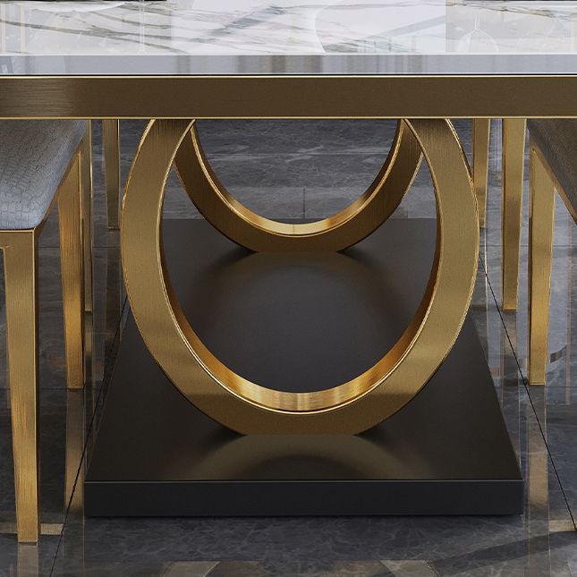 Rechteck traditioneller Luxus Esstisch Gold Trestle Basistisch für Esszimmer