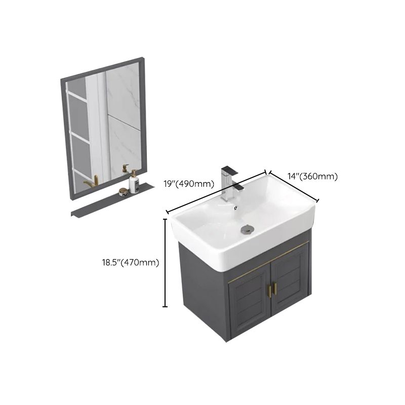 Modern Single Bath Vanity Wall Mount Ceramic Top Bathroom Vanity