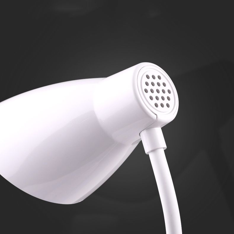 White Bud Shaped USB Study Lamp Modern Plastic LED Desk Light with Flexible Gooseneck Arm