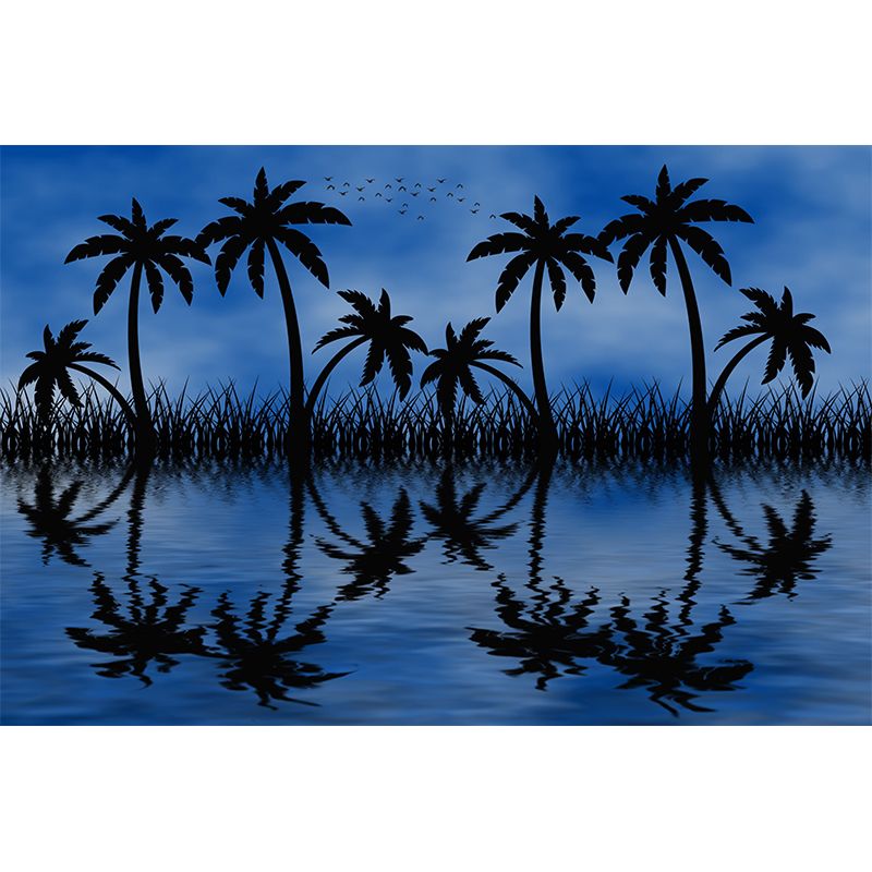 Tropical Landscape Mildew Resistant Wallpaper Illustration Sleeping Room Wall Mural