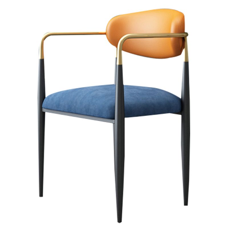 Contemporary Home Open Back Arm Chair Matte Finish Upholstered Dining Chair