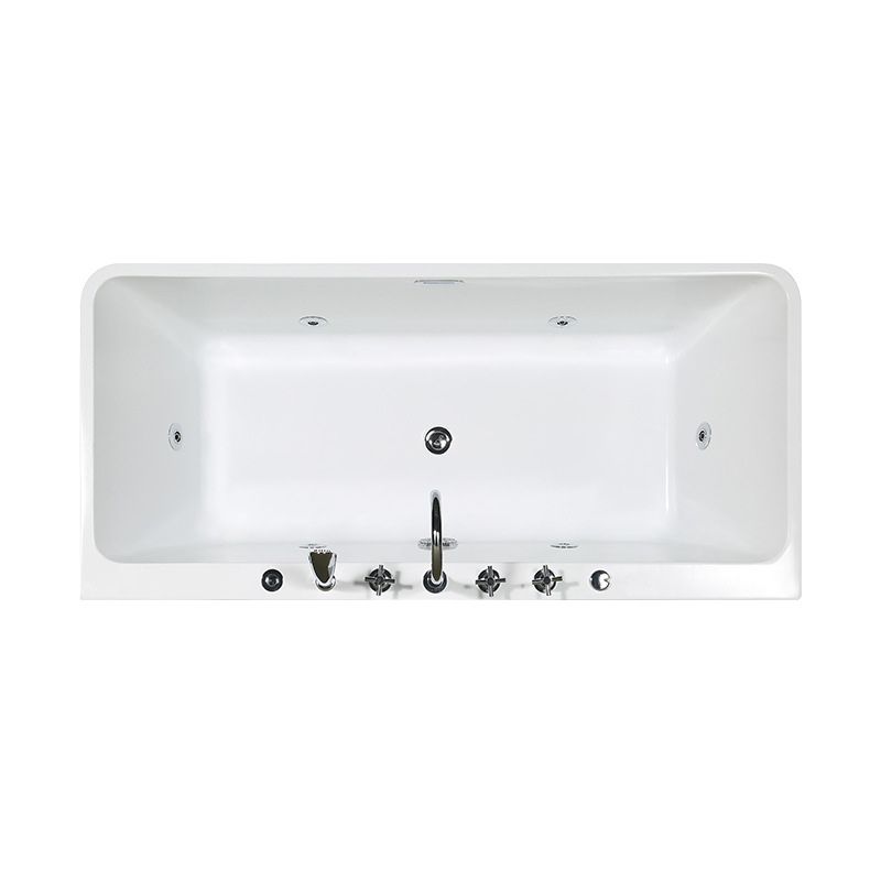 White Acrylic Rectangular Bath Tub Whirlpool Stand Alone Tub with Faucet