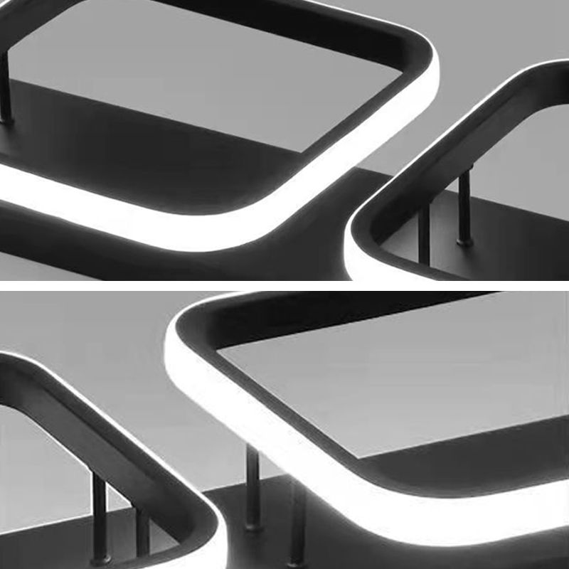 Metall quadratische Schatten Flush Deckenleuchte moderne Multi -Leuchten Flush -Montierung in Schwarz