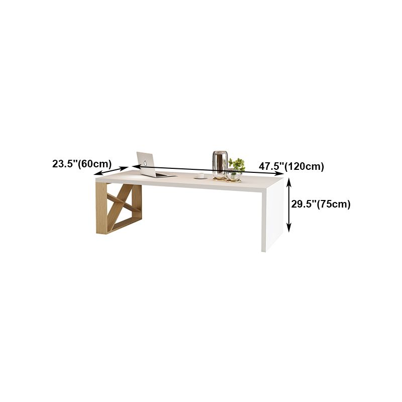 Mesa moderna de madera de pino para mesa blanca rectangular de restaurante con base de pedestal doble