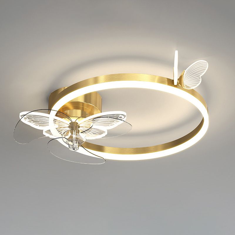 Nordic Style Ceiling Fan Lamp Geometry Ceiling Fan Light with ABS Fan Blade for Bedroom