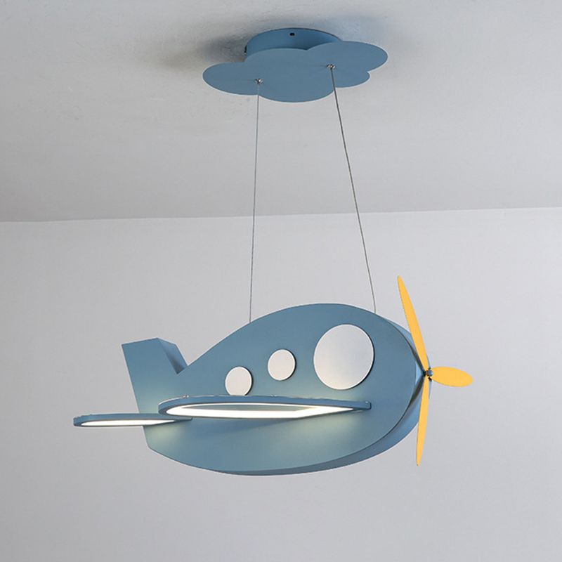 Airplane Shaped Baby Room Chandelier Metallic LED Cartoon Ceiling Suspension Lamp