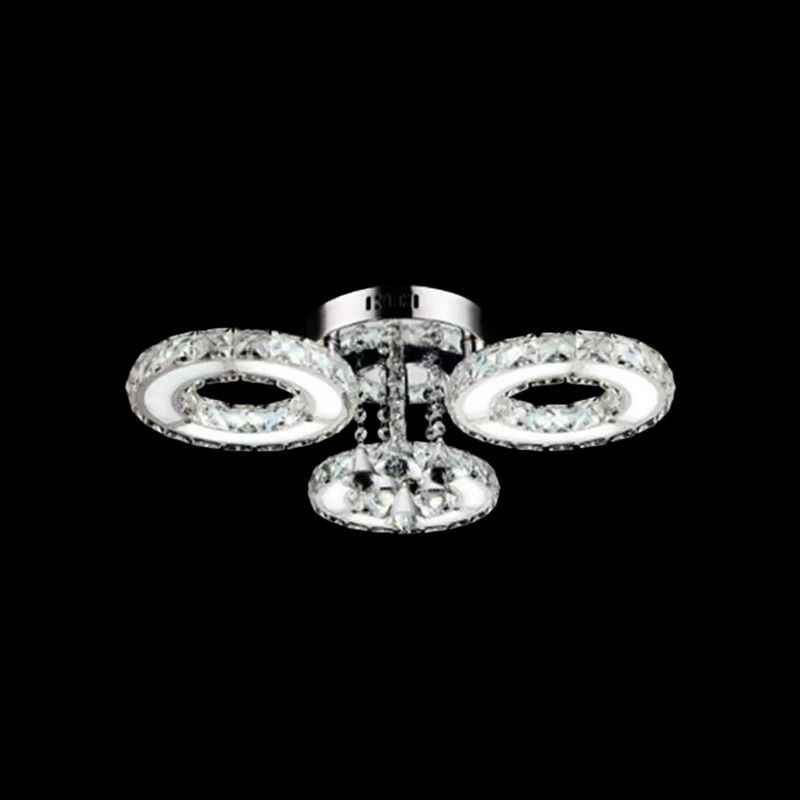 3/6 Lampadine Flush Massimale Light Modern Circular Opulent Inlaid Crystal Flushmount in Silver