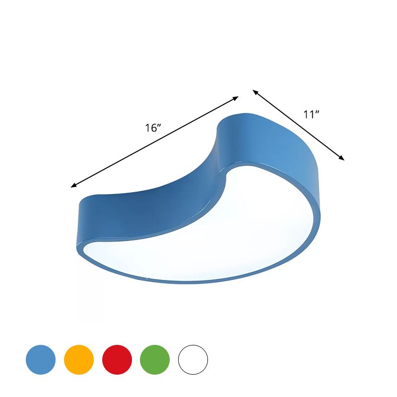 White/Red/Yellow Semi-Moon Ceiling Fixture Kids LED Acrylic Flush Mount Recessed Lighting for Leisure Area