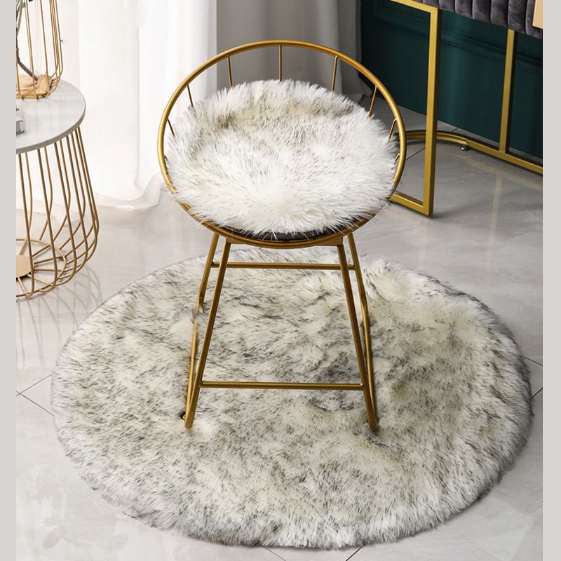 Round Casual Solid Shag Carpet Polyester Indoor Rug Non-Slip Backing Area Carpet for Home Decoration