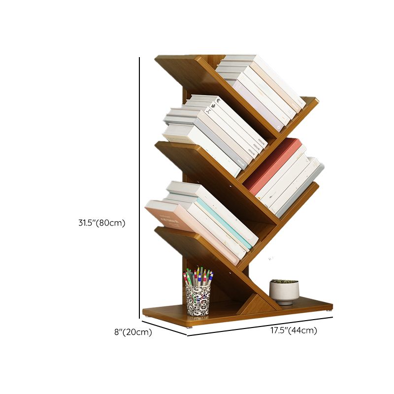 Vertical Contemporary Bamboo Bookcase Closed Back Bookshelf for Home Use