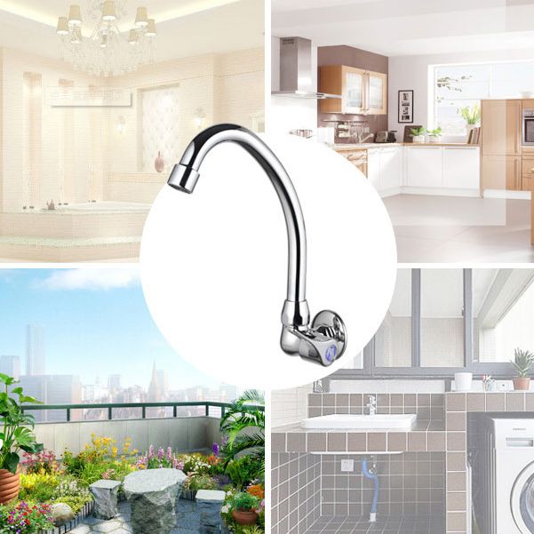 Wall Mounted Kitchen Faucet Single Handle One Function Faucet in Chrome