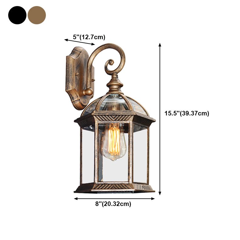 Retro Glass Shade Wall Light Geometric 1 Light 15.5" High Wall Sconce for Outdoors