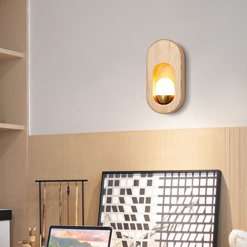 Moderna pared de madera apliques ovalado 1 luz acrílica de pared acrílica para dormitorio