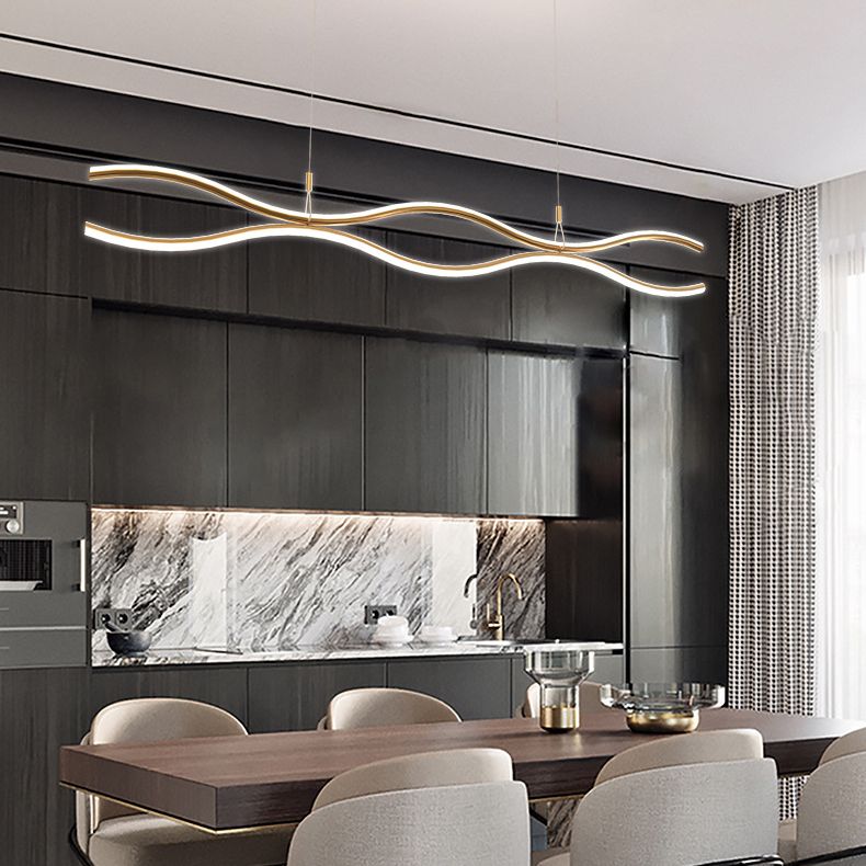 2 Light Linear Island Chandelier Modern Pendant Lighting Metal Island Lights