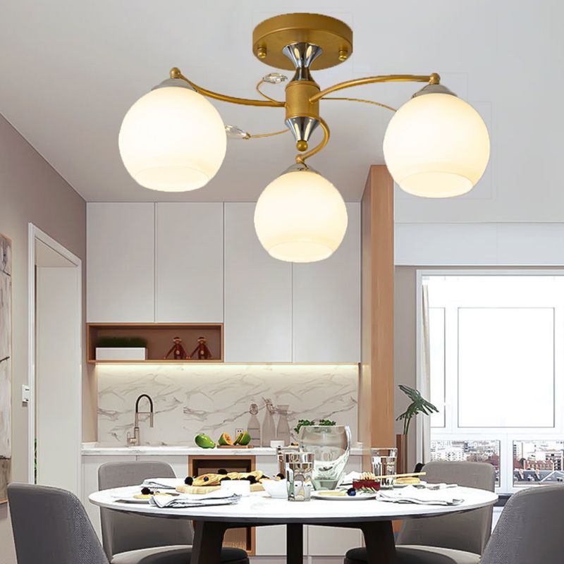 Lámpara de montaje de semi raspadilla de sala de estar de estilo moderno de techo de techo de techo de tono de cúpula