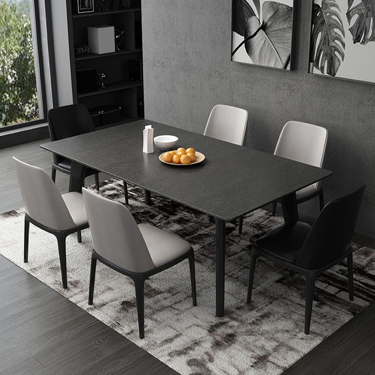 Black Dinette Table with 4 Legs Contemporary Dining Table for Home