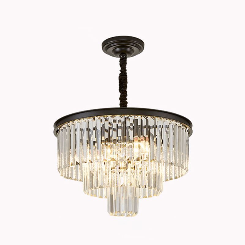 Tiered Tapered Living Room Chandelier Light Clear Crystal Simplicity Pendant Light Fixture