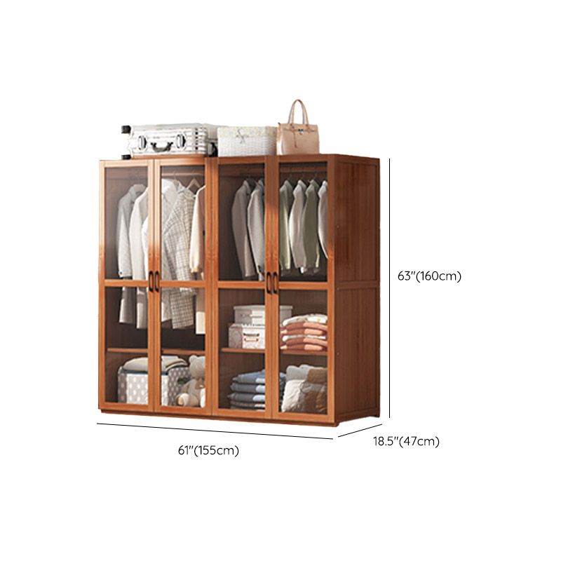 Modern Wardrobe Cabinet Solid Wood Clothes Rail Wardrobe Armoire