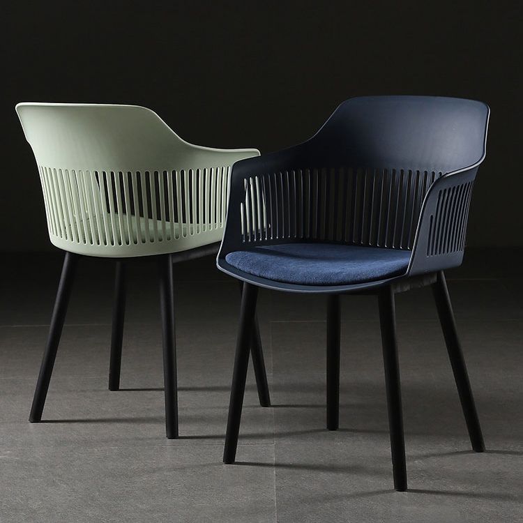 Contemporary Slat Back Arm Chair Matte Finish Metal Chair for Patio