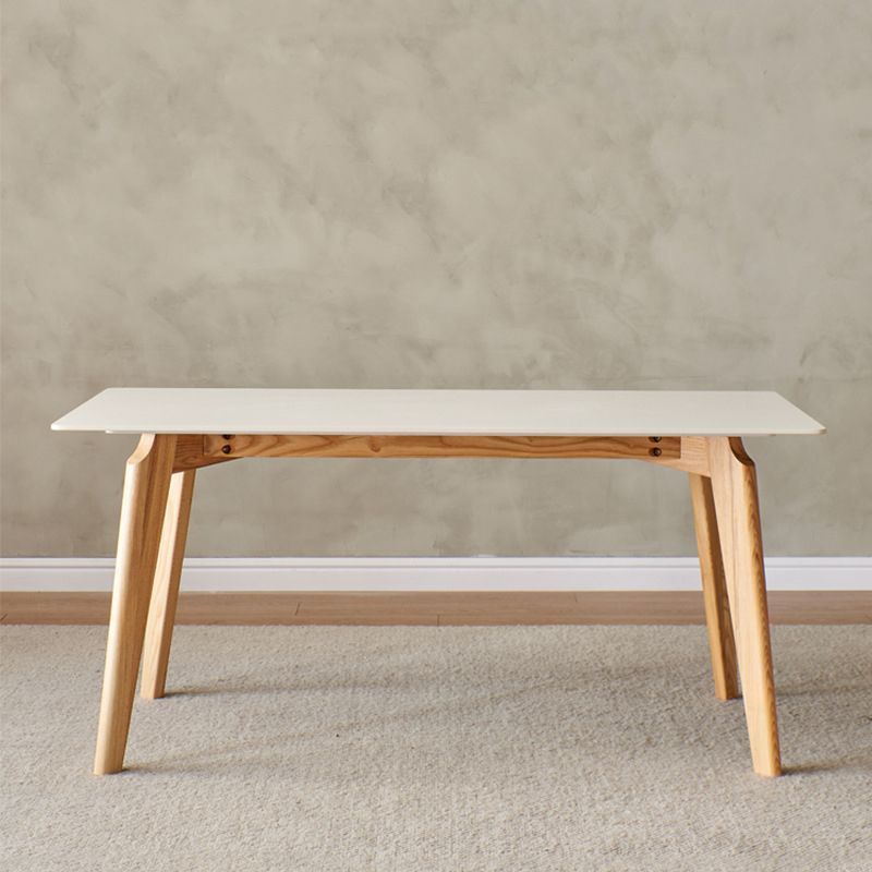 Modern Style Rectangle Table Sintered Stone Table with Wood Legs for Kitchen