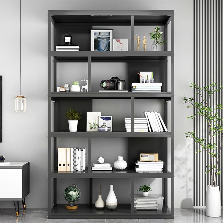 Vertical Metal Frame Etagere Bookshelf Manufactured Wood Shelf Bookcase for Living Room