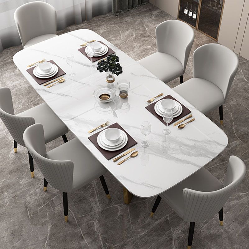 Traditional Luxury Table White Stone Rectangle Dining Table for Home