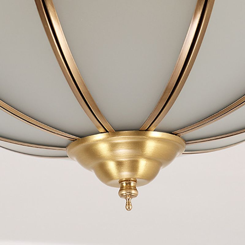 Plafonnier bol en laiton de style artistique colonial, plafonnier d'intérieur en cuivre avec abat-jour en verre